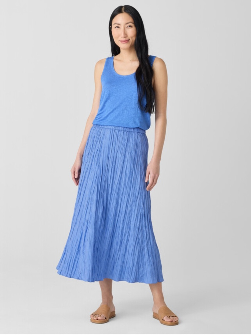 Eileen Fisher Blue Crinkle Maxi Skirt